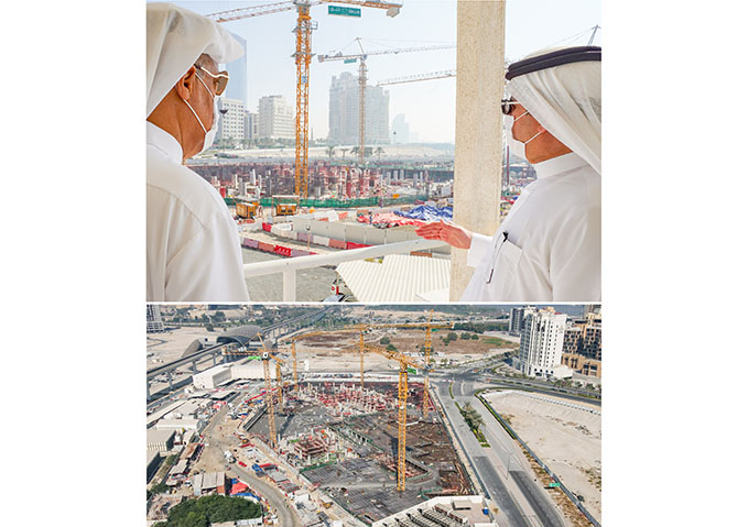 سعيد محمد الطاير يتفقد تقدم الأعمال الإنشائية لمبنى هيئة كهرباء ومياه دبي الرئيس الجديد