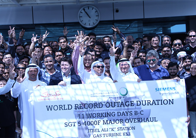 هيئة كهرباء ومياه دبي تعلن عن تحطيم الرقم القياسي العالمي في فترة صيانة التوربينات الغازية