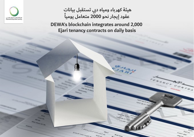 هيئة كهرباء ومياه دبي تستقبل بيانات عقود إيجار نحو 2000 متعامل يومياً بالاعتماد على تقنية البلوك تشين