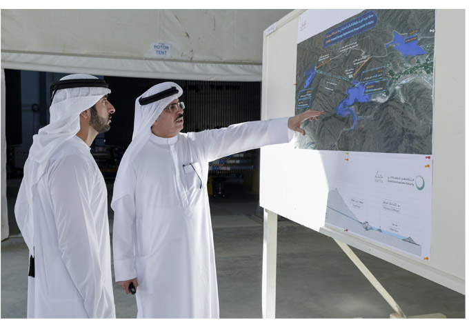 Hamdan bin Mohammed reviews progress of DEWA's hydroelectric project in Hatta